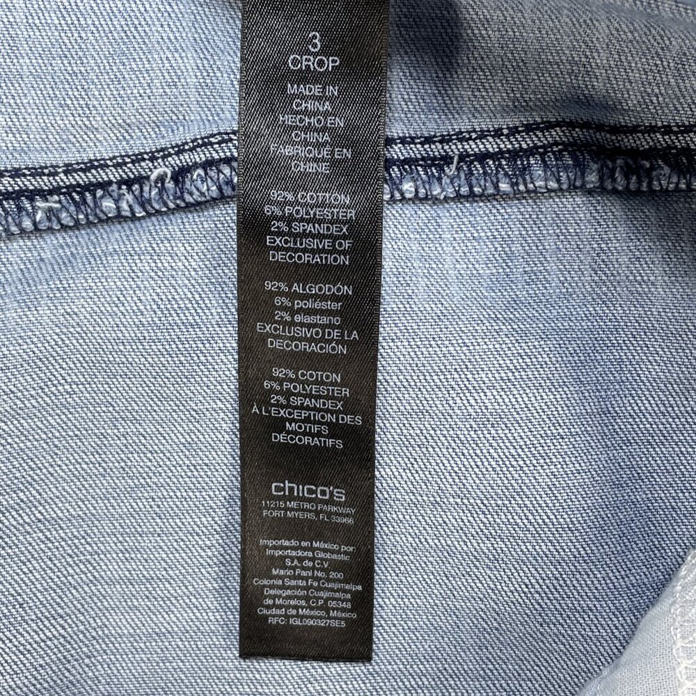 Chicos Jeans Womens (3.0) US 16 Blue Striped Girlfriend Crop High Rise 38x25 - Picture 11 of 13